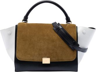 Celine Pre-owned Celine Medium Tricolor Calfskin and Suede Trapeze Satchel Ladies 2OM9EMFJJJ8D0EZS