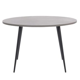 Beliani Mesa De Comedor Con Tablero Efecto Hormig&oacute;n Redonda Patas De Metal Negro 120 Cm Estilo Glamour Moderno Odeon