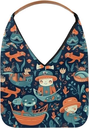 Generic Underwater World Animals Reusable Lightweight Grocery Bags - Foldable Into Compact Pouch, Washable & Sturdy, Multipurpose for Shopping and Travel