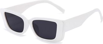 Generic Small Frame Women Vacation Sunglasses Commuter Party Decorative Sun Glasses(White)
