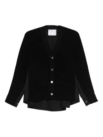 sacai panelled cardigan - Nero
