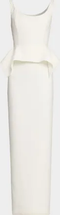 Roland Mouret Wide-Neck Peplum Column Gown