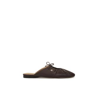 Kazar Donkerbruine slides met gekreukeld bovenwerk - Dames - Slip ons - Bruin - 41 EU - Katoen - Schoenen