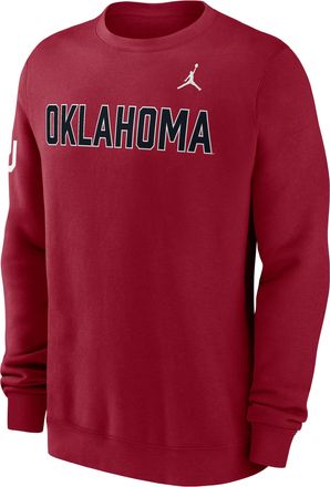 Nike Jordan Mens Oklahoma Sideline Club Jordan Brand College Pullover Crew in Red | 0JTT69WOKN-R0M