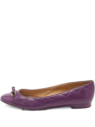 Ferragamo quilted bow ballet flats - Purple