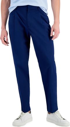 Alfani Mens Stretch Pleated Straight Leg Pants Navy 38/32