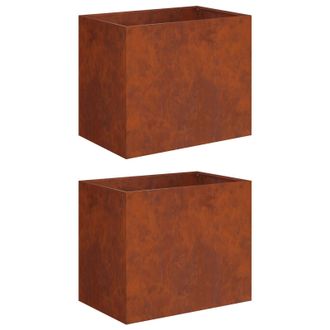 vidaXL Macetero De Jard&iacute;n 2 Uds. Oxidado 50 X 40 X 50 Cm Acero Oxidado Vidaxl