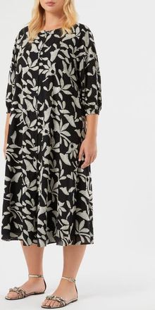 Marina Rinaldi Tasca Floral Embroidery Maxi Dress in Black at Nordstrom, Size 22W