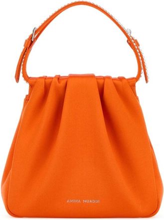 Amina Muaddi Orange Satin Vittoria Crystal Handbag