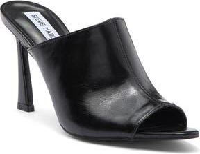 Steve Madden Dayla Peep Toe Mule in Black Leather at Nordstrom Rack, Size 9.5
