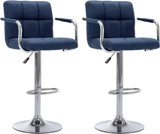 vidaXL Taburetes De Cocina 2 Unidades Tela Azul Vidaxl