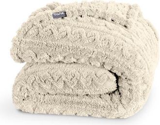 Bare Home Cable Faux Shearling Throw Blanket in Oyster at Nordstrom