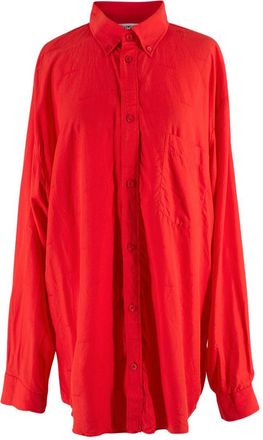 Balenciaga Red Jacquard Oversized Silk Shirt Size M