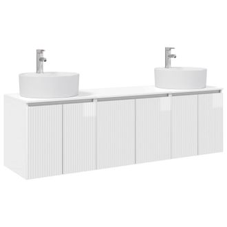 vidaXL Juego De Muebles De Ba&ntilde;o 3 Uds. Blanco Brillante Vidaxl