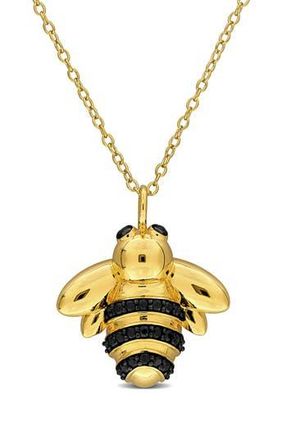 Delmar Black Spinel Bumblebee Pendant Necklace in Gold at Nordstrom Rack