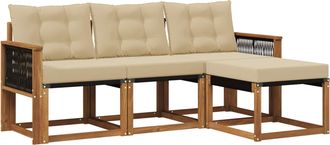vidaXL Conjunto De Sof&aacute;s De Exterior 4 Uds. Natural Y Beige Vidaxl