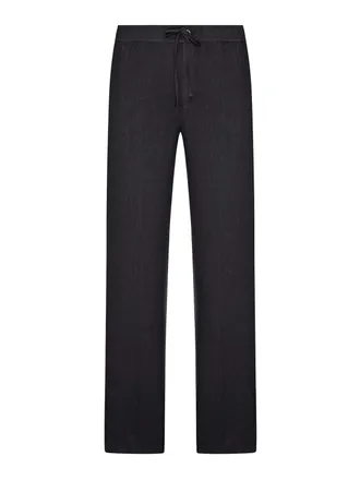 120% Lino Linen Trousers With Drawstring Waist