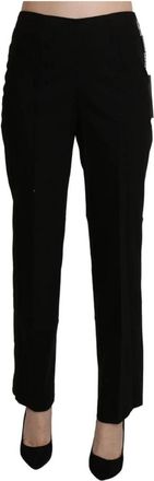 Bencivenga Zwarte Logo Detail Straight Broek - Dames - Straight fit broeken - Zwart - S - Katoen - Broeken