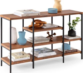Best Choice Products 55in Industrial 4-Tier Console Table w/ Tall Shelves, Metal Frame
