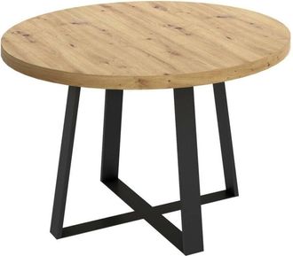 Dmora Tavolo fisso Abal, Tavolo da pranzo multiuso, Tavolo rotondo da cucina o sala da pranzo, 120x120h75 cm, Rovere Nodi - Dmora