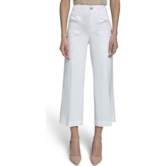 Karl Lagerfeld Bow Pocket Crop Pants in Soft White at Nordstrom, Size 12