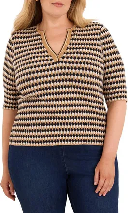 Nic+Zoe Jacquard Sweater in Neutral Multi at Nordstrom, Size 1X