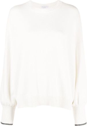 Brunello Cucinelli crew-neck cashmere jumper - women - Cashmere - L - White