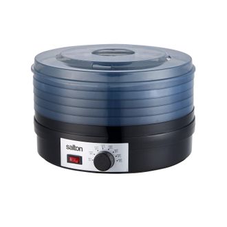Salton Electric Food Dehydrator for Fruit and Jerky, Adjustable Temperature Control with Bonus Fruit Roll-Up and Herb Trays, Black (DH1460)