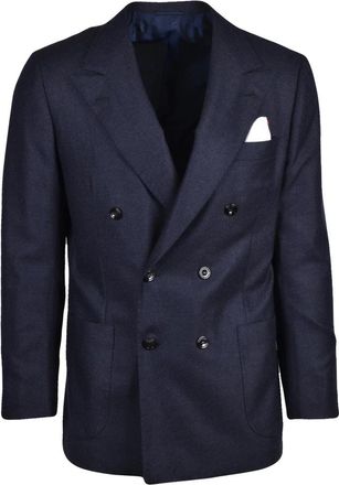 Kiton Dubbelzijdig Jasje - Heren - Blazers - Blauw - L - Wol - Jassen