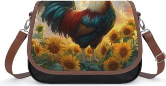 Generic Farmhouse Rooster Crossbody Bags for Women Shoulder Messenger Bag Purse Handbags
