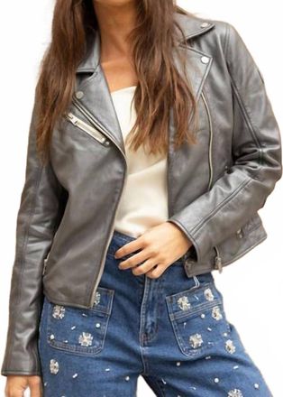 Mauritius Sofia Leather Jacket In Grey