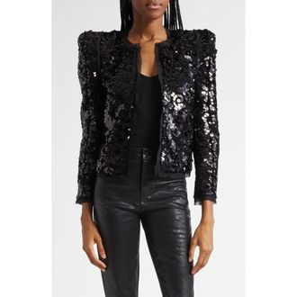 L'agence Shai Paillette Strong Shoulder Jacket in Black at Nordstrom Rack, Size 2