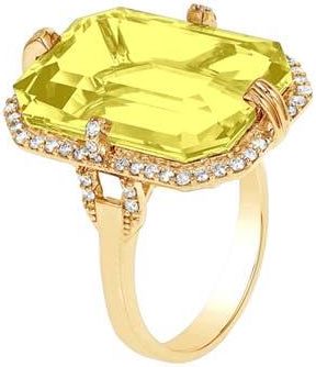 Goshwara Gossip Emerald Cut Ring in Lime at Nordstrom, Size 7