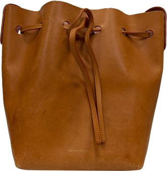 Mansur Gavriel Mini Bucket Bag in Brown Leather