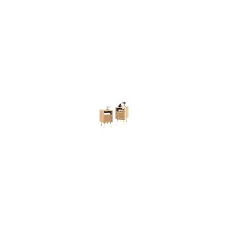 Costway Comodino in Legno con Spazio di Archiviazione, Comodino con Porta in Rattan, Gambe in Legno Massello, per Soggiorno Camera da letto, 40 x 39 x 70 cm