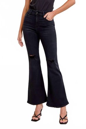 Hidden Jeans Knee Distressed Stretch Flare Jean In Black