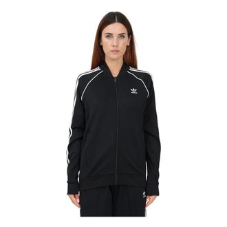 adidas Hoodies & sweatvesten, Dames, Zwart, M, Polyester, Zwarte Zip-through Sweatshirt