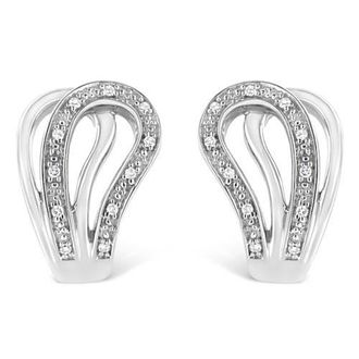 House of Brilliance Silver Pave- Diamond Accent Horseshoe Hoop Earring in White at Nordstrom