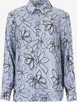 PANICALE Gebl&uuml;mtes fliessendes Seidencr&ecirc;pe-Hemd