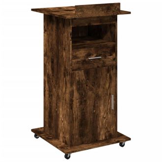 vidaXL Vidaxl - Atril Con Ruedas Y Caj&oacute;n Madera Roble Ahumado 55x55x107 Cm