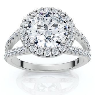 Pompeii3 1.90Ct Diamond Engagement Ring Split Shank Ring 14k Gold or Platinum Lab Grown