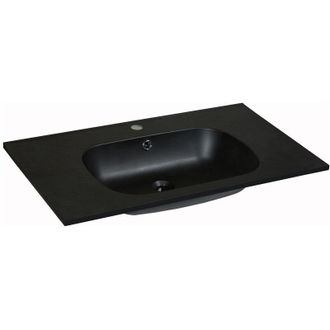 Vente-Unique Lavabo da incasso in Resina effetto pietra Nero L80 x l46 cm - OKIWA