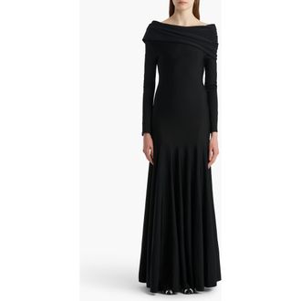 Khaite Genesis Off The Shoulder Long Sleeve Gown in Black at Nordstrom, Size X-Small