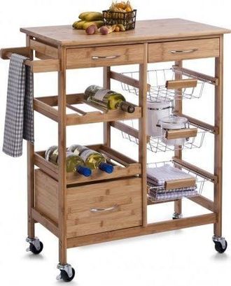 ZELLER Carro De Cocina De Bamb&uacute; Natural 66 X 38 Cm