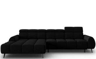 BLOOMINGLOFT Design Ecksofa Alyse mit Relaxfunktion - Samt Schwarz