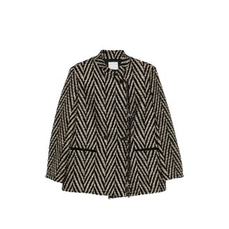 Forte_Forte Chevron-pattern Double-breasted Coat