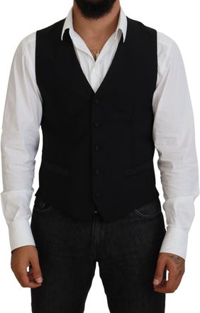 Dolce & Gabbana Mens Black Wool Vest Classic Fit - Size EU 48 (Mens)