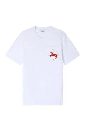 Sandro Embroidered horse cotton T-shirt in White at Nordstrom, Size X-Small