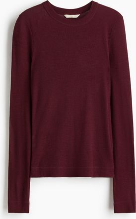 H&M Geripptes Shirt aus Wolle - Red