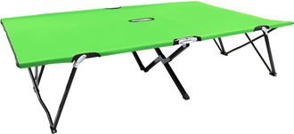 vidaXL Tumbona Plegable Para 2 Personas Acero Verde Vidaxl